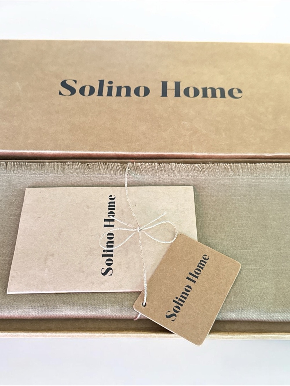 New Solino Home 100% Pure Linen Table Runner Natural Woven 14 x 90
